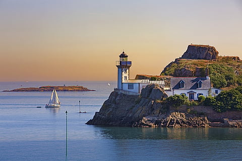 Lighthouse of L'Ile Louet seen from Pointe de Penn-al-Lann, Brittany